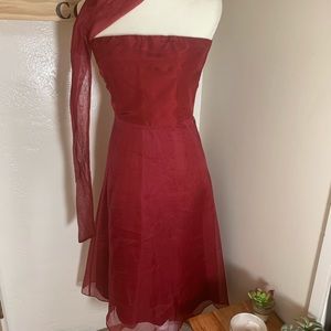 Red Chiffon Strapless dress